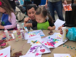 dot paint stamping with colors little girl